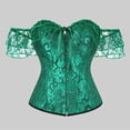 thumbnail image 5 of Gytharion Women's Vintage Lace Boned Corsets Bust Lift Push Up Hourglass Tummy Control Overbust Shapewear Tops Off the Shoulder Front Busk Closure Puff Sleeves Bodyshapers, 5 of 5