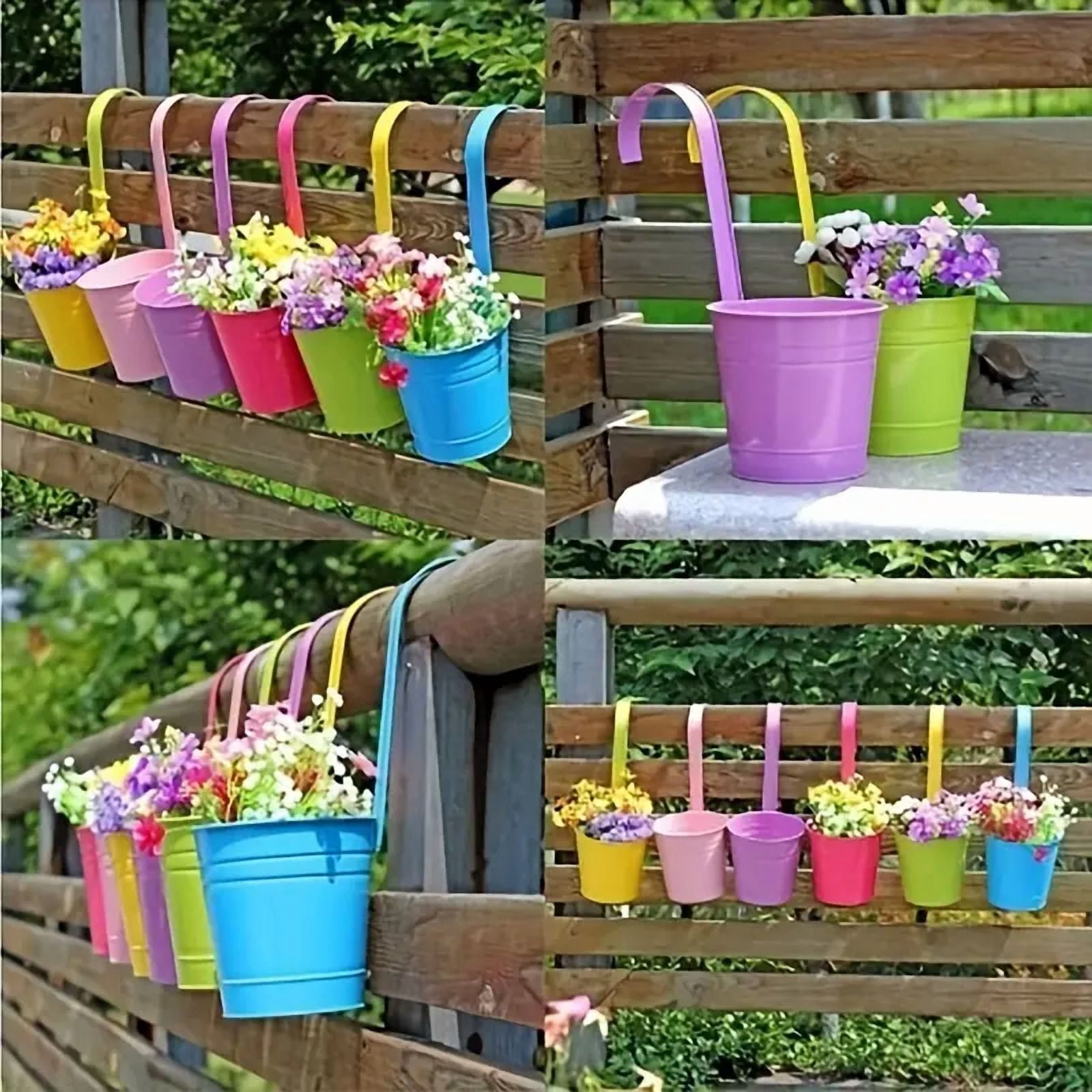 Metal Hanging Flower Pot with Hook, Lightweight Iron Planter for Small Plants, Herbs & Succulents, Decorative Indoor/Outdoor Hanging Basket for Windows, Balcony, Perfect Gardening Gift