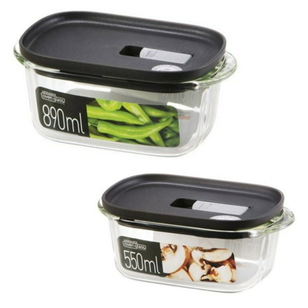 Set de Refractarios de Vidrio Lock & Lock con Tapa LLG9401B capacidad 550 ml y 890 ml