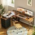 thumbnail image 6 of Casacomoda 53″ L-Shaped Desk with Power Outlets & USB, 4 Drawers and Hooks, Reversible Corner Computer Desk for Home Office / Gaming, 6 of 8