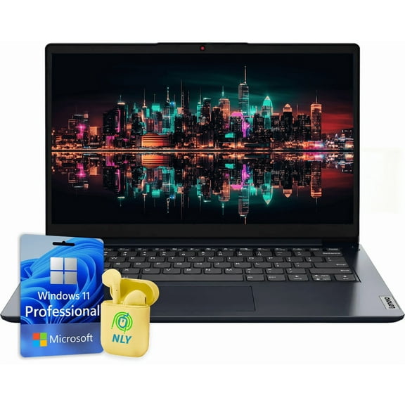Lenovo 14" Student Business Laptop Computer, Windows 11 Pro Laptop 4GB RAM 1TB SSD, Intel Celeron Dual-Core Processor, Intel UHD Graphics 600, WiFi 6, Media Card Reader, NLY Earphones, Abyss Blue