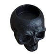 thumbnail image 2 of Skull Planter with Drain Hole, Resin Skull Shaped Flower Pot Candy Bowl, Gothic Decoration for Home Office Desk- Black, 2 of 3