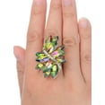 thumbnail image 2 of Women's Vine Marquis Stone Stud Fashion Stretch Ring, Green Tint Aurora Borealis, 2 of 3
