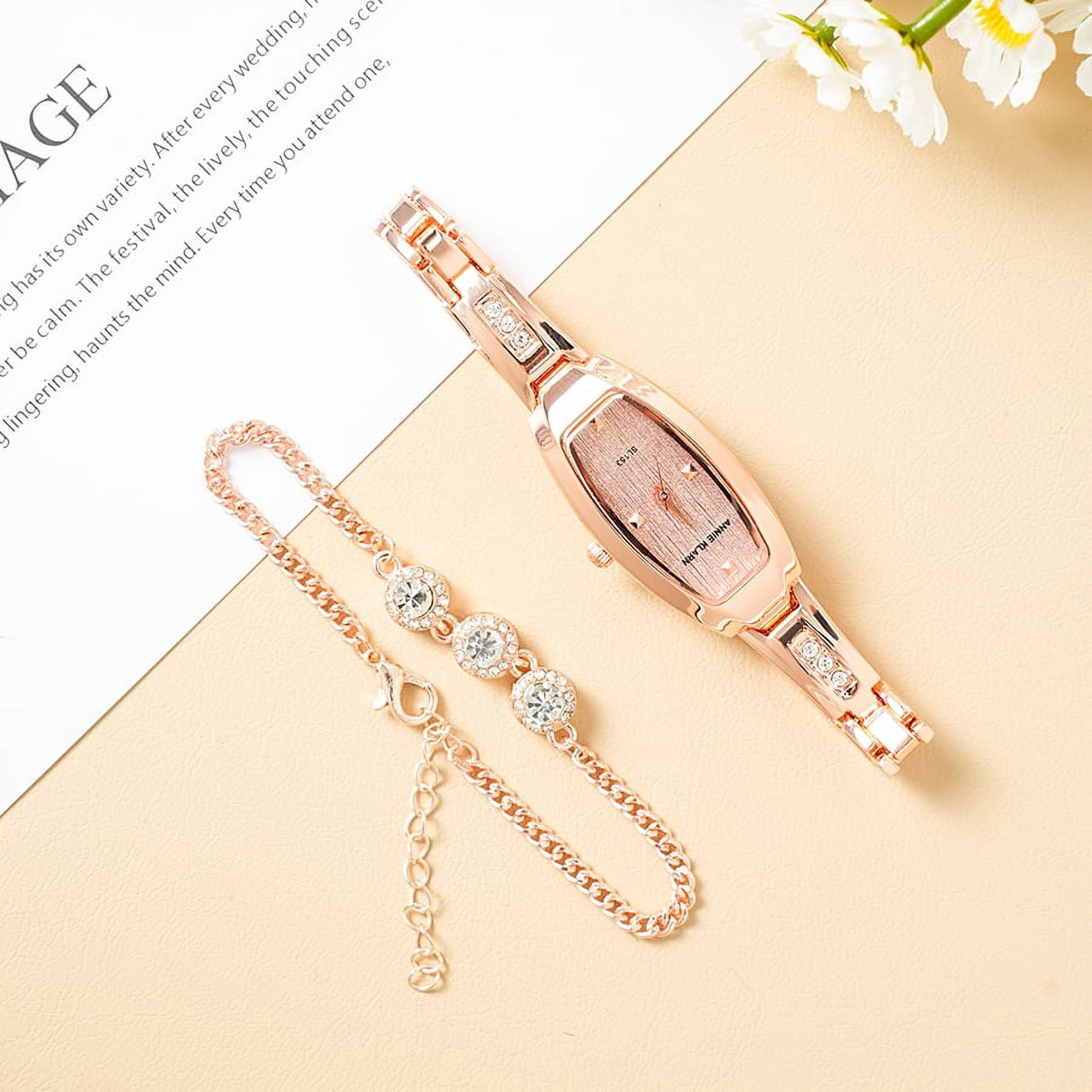 Rose Gold Watches for Women Fashion Ladies Watch with Bracelet Luxury Diamond Quartz Female Wristwatch