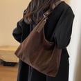 thumbnail image 2 of Suede Shoulder Bag for Women Stylish Slouchy Tote Purse Retro Brown Leather Handbag Fall Winter Fashion Accessories, 2 of 7