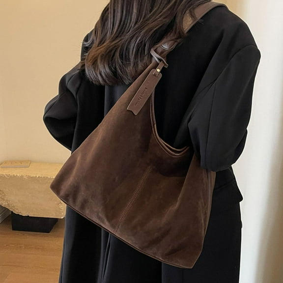 Suede Shoulder Tote Bag for Women Elegant Slouchy Purse with Roomy Interior Ideal Work and Daily Use