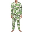 thumbnail image 3 of Yiaed Cute Crocodile Print Men’s Pajamas Set - Long Sleeve Button Down Sleep Shirt and Pajama Bottoms Sleepwear Set Mens Pjs Sets Men's Pajama Bottoms-Medium, 3 of 7