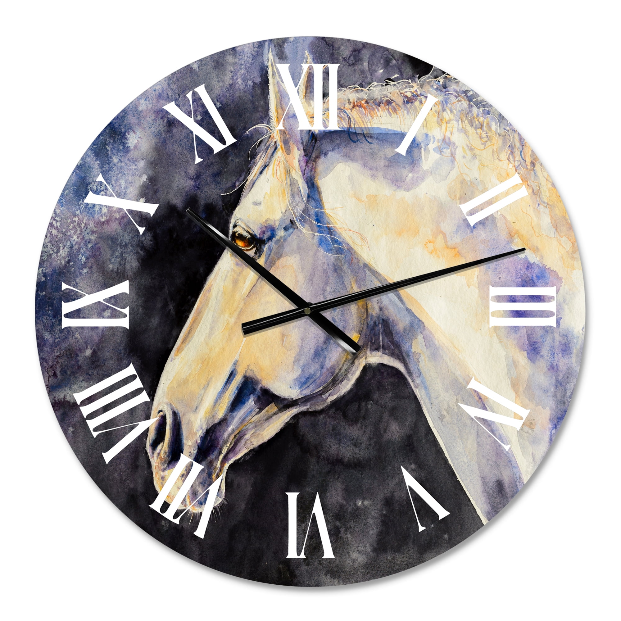 Designart 'The Head Of A Lipizzan Horse' Farmhouse Wall Clock