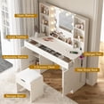 thumbnail image 3 of Vabches Modern Vanity Desk Set with Large Mirror and Stool, Large Makeup Table Set with 3 Drawers, 2 Cabinets & Storage Stool, Adjustable Lighting Colors, 3 of 10