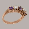 thumbnail image 3 of LBG British Made 10k Rose Gold Natural Amethyst & Cultured Pearl Womens Eternity Ring - 33 size options - Size 5, 3 of 7