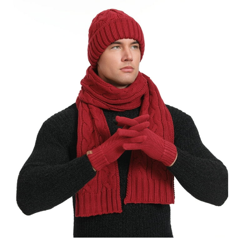 jobturf Beanie Scarf Gloves Headband Set for Men Women Winter Hats
