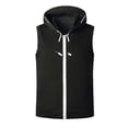 thumbnail image 2 of FRSASU Men's Lightweight Softshell Vest Hooded Outerwear Zip Up Windproof Sleeveless Jacket for Golf Running Black, 2 of 9