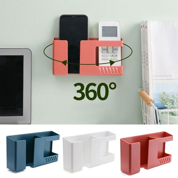 Duety Wall Mount Phone Holder Self-Adhesive Storage Box Plastic Phone Stand Small Gadgets Organizer Box for Bedroom Kitchen Bathroom Office