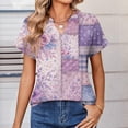 thumbnail image 6 of OIOLOYJM Short Sleeve Tops for Women 2026 Geometric Print Casual Shirts Summer V Neck Loose Fit Tunic Tops Dressy Fashion T Shirts Purple L, 6 of 7