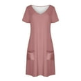 thumbnail image 3 of Xysaqa Summer Dress Nightgowns for Women Soft Sleep Shirts Short Sleeve Sleepwear Plain Solid Color Lounge Dress S-XXL, 3 of 7