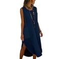 thumbnail image 2 of Vetsdori Womens Plain Midi Dresses Sundress Sleeveless Slip Dress Summer Cotton Linen Tank Casual,Crew Neck Mujer Dresses for Women, 2 of 7