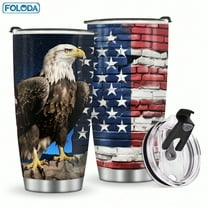 Foloda 1pc Eagle American Flag Tumbler 20oz Eagles Cups Gifts for Men Women Stainless Steel Insulated Tumblers Coffee Travel Mug Cup Gift for Birthday Christmas Fathers Day