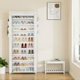thumbnail image 3 of Vertical Narrow Shoe Rack Organizer Tall Shoe Rack for Closet Entryway 10 Tier Non-Woven Cover Shoe Shelf Holds 36-41 Pairs Free Standing Shoe Storage Cabinet with Dustproof Cover, White, 3 of 8
