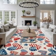 thumbnail image 3 of Independence Day 5x7 Area Rugs for Living Room, U. S. Flag Themed Love Heart Five-Pointed Stars Retro Non Slip Floor Mat Washable Low-Profile Indoor Carpet for Bedroom, Dining Room, Bathroom, 3 of 9