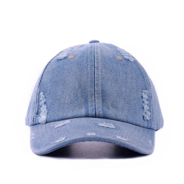 Distressed Denim Trucker Hat Adjustable Vintage Washed Baseball Cap for Women 2 Pack Vintage Washed Denim Distressed Hats Adjustable  main image 3