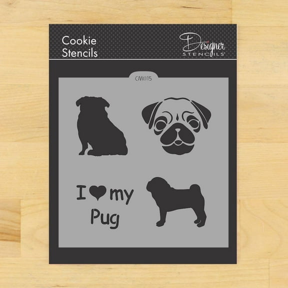 I Love My Pug Cookie and Craft Stencil by Designer Stencils