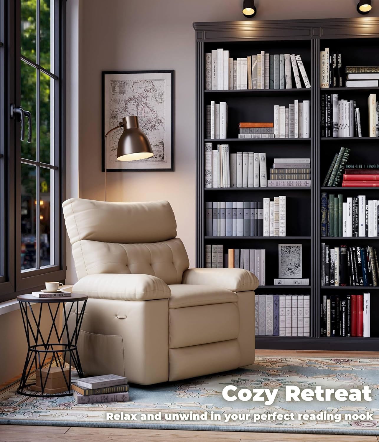 Oversized Extra Wide Recliner Chair - Faux PU Leather Large Manual Recliner for Adults, Exceptional Comfort Lazy Chair with 1.5X Sponge Filling and Easy Recline Mechanism for Relaxation