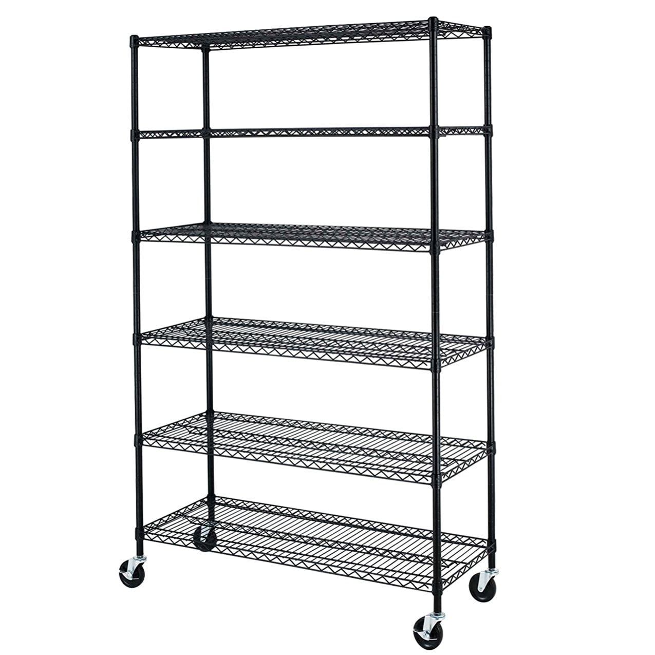6-Tier Shelf Storage Wire Shelves Unit Metal Organizer With Wheels Rack Holders 