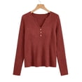 thumbnail image 5 of LWFFDAW Ribbed Knit Fall Sweaters for Women Long Sleeve Dressy Casual Button Henley Sweaters Lightweight Soft Loose Pullover Sweater, 5 of 6