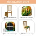 thumbnail image 4 of Stained Glass Landscape Seat Covers for Dining Room Chairs Set Of 4,Stretch Printed Washable Chair Seat Cover with Elastic Ties and Button,Removable Waterproof Couch Cushion Covers, 4 of 6