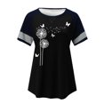 thumbnail image 4 of T-shirts pour Femmes, Mode Décontractée Imprimée, Col Rond, Manches Courtes, Chandail-Over, T-Shirts Femmes Noir m, 4 of 4