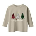 thumbnail image 3 of FUZHIQ Christmas Shirts for Girl 3/4 Sleeve Christmas Tree Snowflakes Print Crew Neck Xmas Long Sleeve Tops Funny Kids Holiday Long Sleeve Fall Clothes,Khaki,3-4 Years, 3 of 5