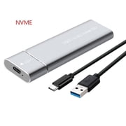 M2 SSD Enclosure NVMe USB 3.1 External Storage HDD Case 10Gbps PCIe SSD Box Type-C High-Speed Solid-State Hard Drive Aluminum Alloy Black Silver 8x5x3cm-silvernvme