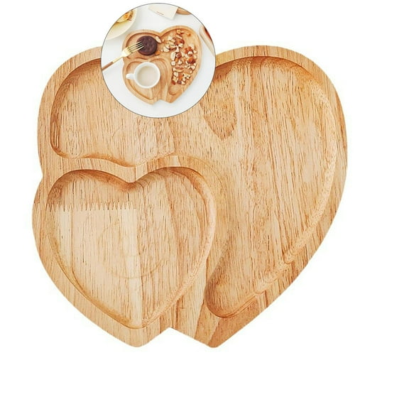 Dvruxg Heart Shaped Wooden Serving Tray Valentine's Day Wood Serving Platters Wood Charcuterie Appetizer Board Snack Fruits Cheese Dish Plates for Housewarming Present