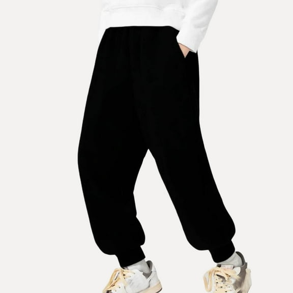YUANxueke Boys Girls Cotton Joggers Winter Fleece Athletic Sweatpants Casual Tapered Leg Active Pants with Pockets