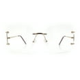 thumbnail image 4 of Luxury Fashion Rectangular Rimless Oversize Butterfly Clear Lens Eye Glasses Gold Brown, 4 of 8