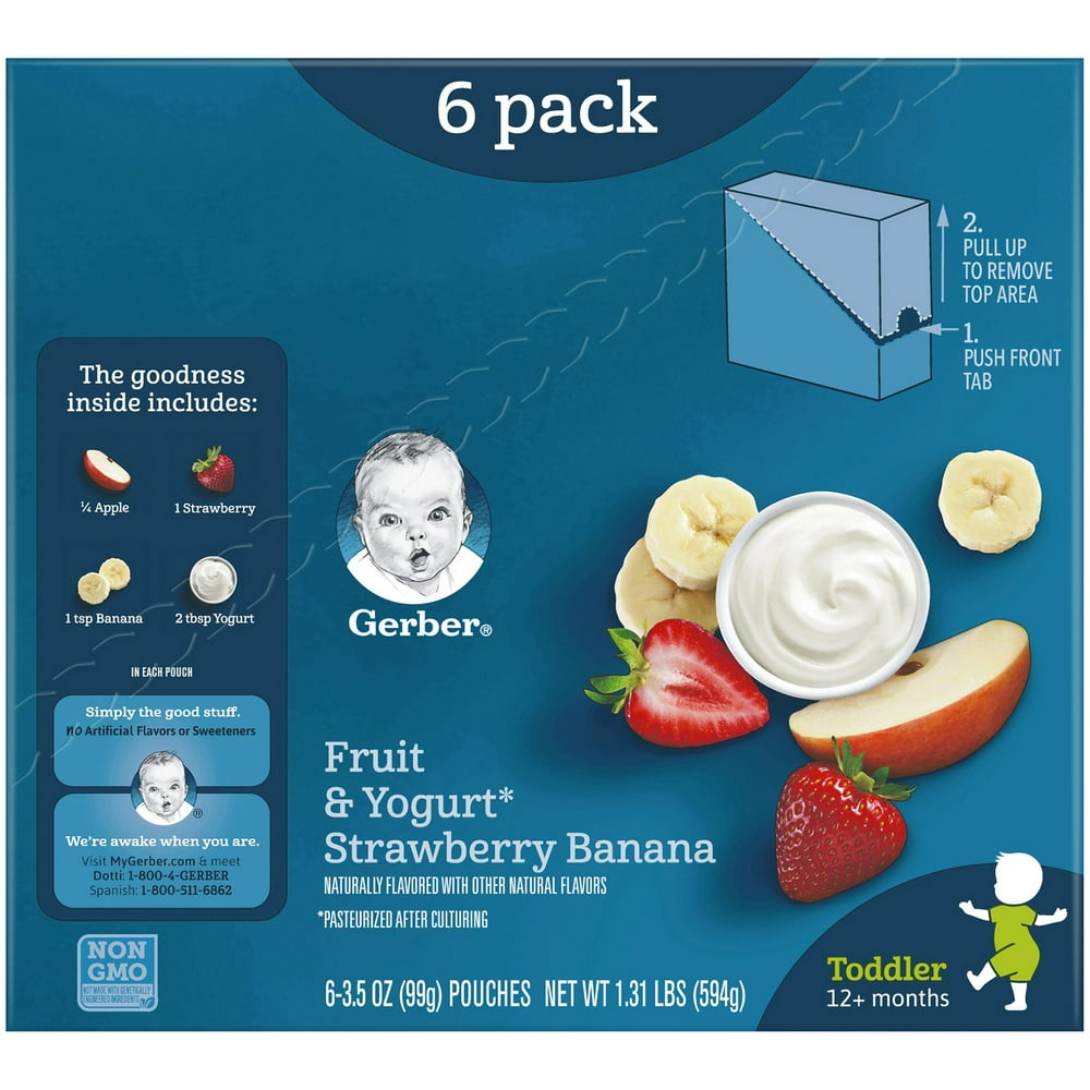 Gerber Strawberry Banana Fruit & Yogurt Toddler Food, 3.5 oz Pouch