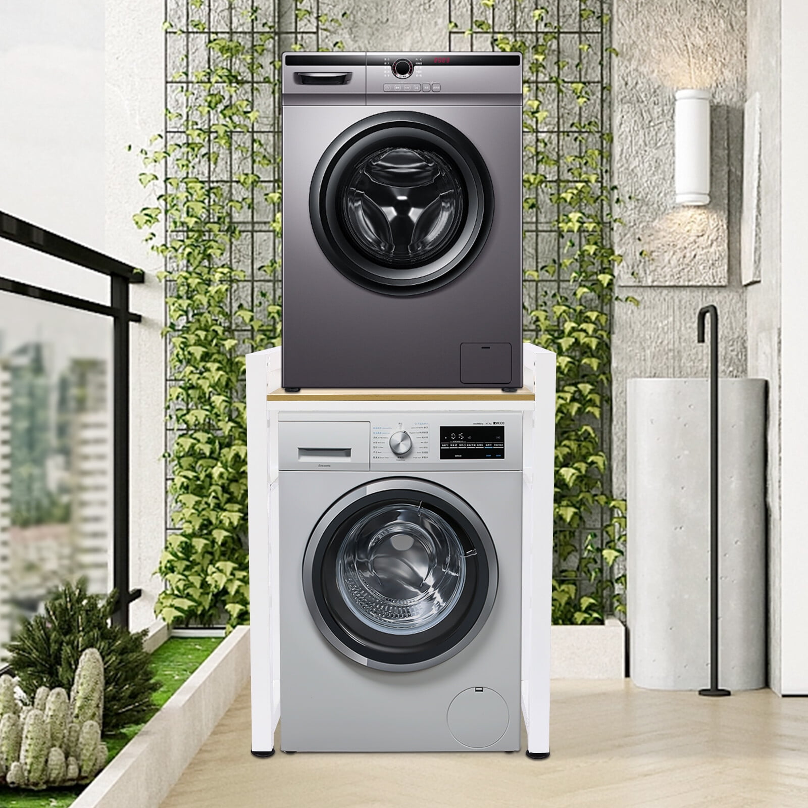TFCFL White Washer And Dryer Storage Shelf Bathroom Adjustable Organizer Rack Space-saving