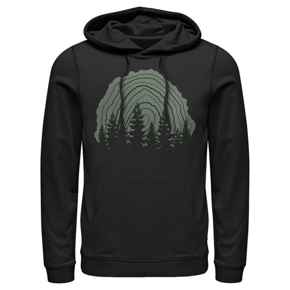 Men's Lost Gods Tree Stump Forest Silloutte Pull Over Hoodie Black X Large