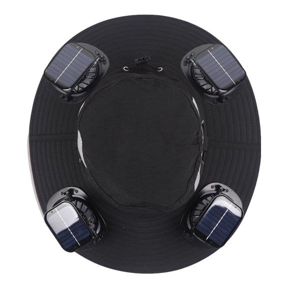 Sun Hat with 4 Solar Fan Wide Brim Fishing Bucket Hat USB & Solar for Men Women UPF 50 Cooling for Fishing Beach