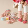 thumbnail image 2 of JUNWELL 5pairs Thickened Terry Socks For Children  With Strawberry Design  Cute And Sweet  Suitable For Autumn And Winter, 2 of 7