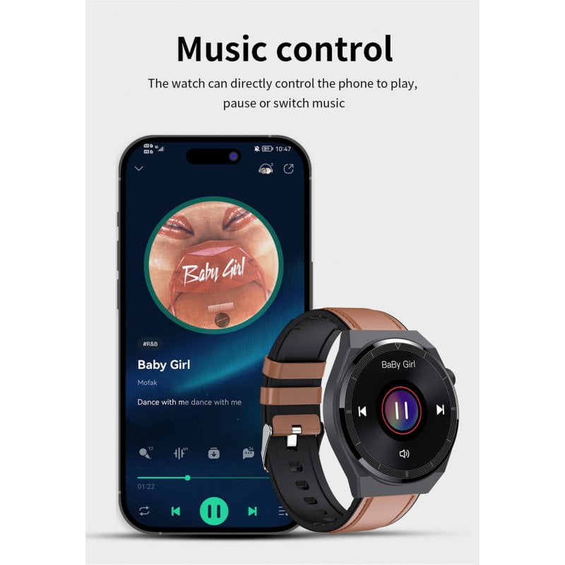T88 Smart Watch HD 1.32 inch Touch Screen 8763e Bluetooth Call with Encoder Sports Fitness Bracelet Blue