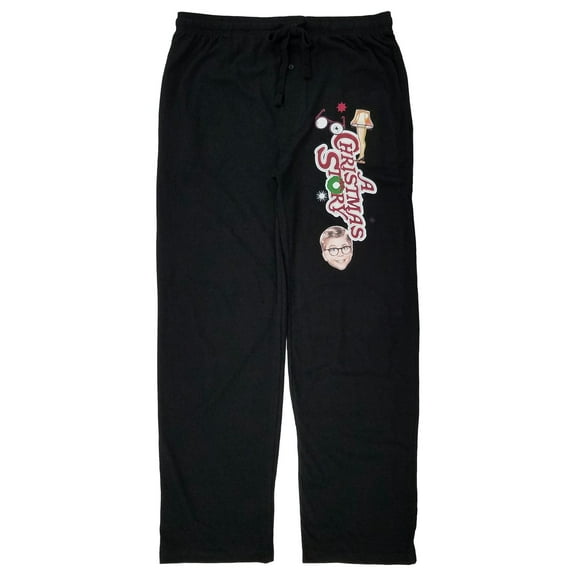 A Christmas Story Mens Black Lounge Pant Sleep Pants Pajama Bottoms Large