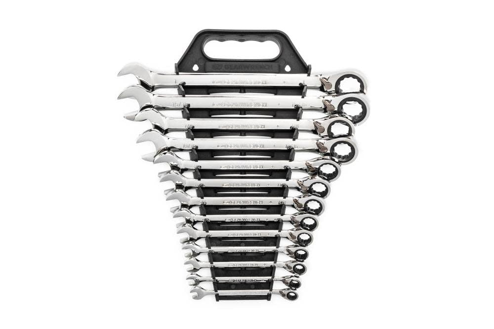 SK Professional Tools 20449 Steel X-Frame SAE Ratchet Combination Wrench Set 