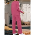 thumbnail image 5 of Women'S 2 Piece Lounge Sets Side Slit Outfits Wide Leg Tracksuit Comfy Loungewear Fashion Sweatsuit Rose Red XXXL, 5 of 9