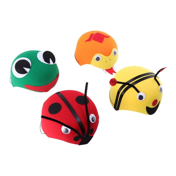 AMERTEER 4Pcs Adorable Lovely Cartoon Animal Hats for Kids (Rana Bea Beetle Snake)