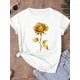 thumbnail image 1 of 1pc women's short-sleeved round-neck T-shirt with a golden floral print. Soft, comfortable, breathable and skin-friendly, summer. it is fashionable and suitable for all seasons., 1 of 6