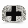 thumbnail image 4 of White Stainless Steel Ring Band Men's Black Textured Enameled Cross, 4 of 6