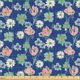 thumbnail image 2 of Ambesonne Blue Floral Fabric by the Yard Upholstery, Vintage Meadow Flowers, 2 Yards, Blush and Mint Green, 2 of 5