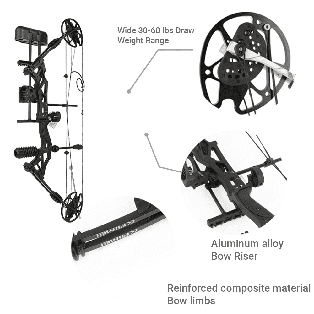 Compound Bow Kit 30-60lbs Adjustable, 320FPS, Full Accessory Set