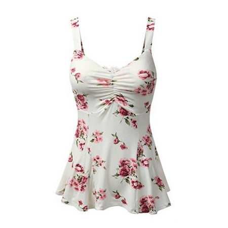 Plus Size Summer Women Sexy Sleeveless Sling Vest Tank Top Blouse Floral